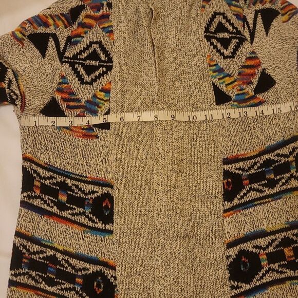 Northern Angel | Aztec Tribal Rainbow Long Open Front Cardigan size small - Picture 3 of 7